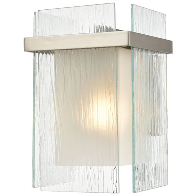 Elk Lighting Vellis 1-light Sconce In Satin Nickel With Textured Clear And Frosted Glass 32327/1