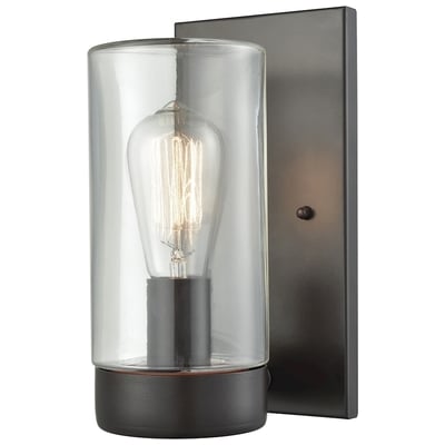 Elk Lighting Ambler 1 Light Outdoor Wall Sconce In Oil Rubbed Bronze With Clear Glass 45025/1