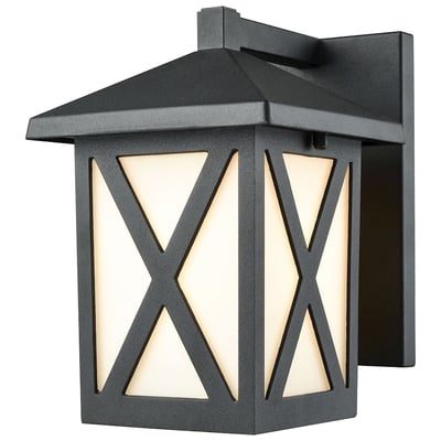 Elk Lighting Lawton 1 Light Outdoor Wall Sconce In Matte Black With White Glass 45215/1