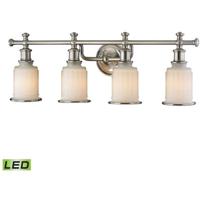Elk Lighting Acadia 4-light Vanity Lamp In Brushed Nickel With Opal Reeded Pressed Glass - Includes Led Bulbs 52003/4-LED