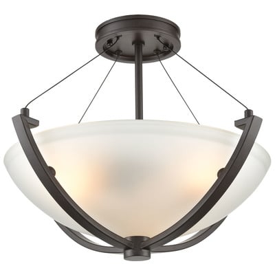 Elk Lighting Roebling 3-light Semi Flush Mount In Oil Rubbed Bronze With Frosted Glass 55082/3