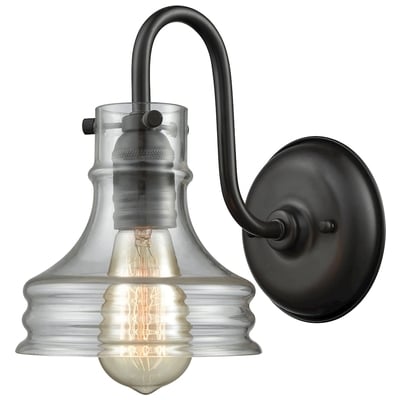 Elk Lighting Binghamton 1 Light Wall Sconce In Oil Rubbed Bronze With Clear Glass 65225/1