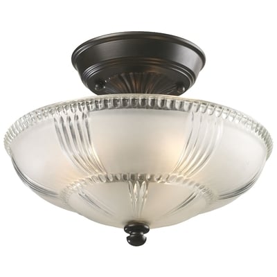 Elk Lighting Restoration 3-light Semi Flush In Oiled Bronze With Clear And Frosted Glass 66335-3