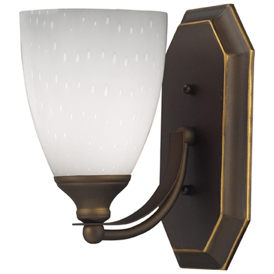 Elk Lighting 1 Light Bathroom Vanity In Aged Bronze And Simply White Glass 570-1B-WH