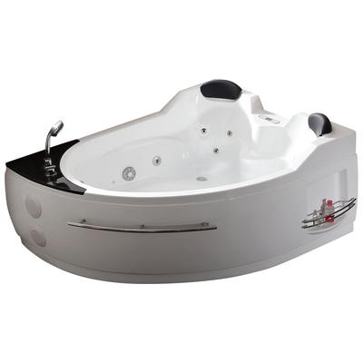 Eago AM113ETL-L 5.5 Ft Left Corner Acrylic White Whirlpool Bathtub For Two
