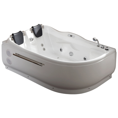 Eago AM124ETL-R 6 Ft Right Corner Acrylic White Whirlpool Bathtub For Two