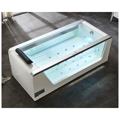Eago AM152ETL-6 6 Ft Clear Rectangular Acrylic Whirlpool Bathtub