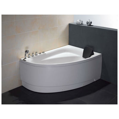 Eago 5' Single Person Corner White Acrylic Whirlpool Bath Tub - Drain On Left AM161-L