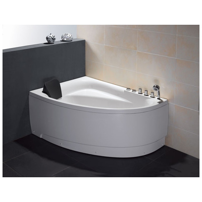 Eago 5' Single Person Corner White Acrylic Whirlpool Bath Tub - Drain On Right AM161-R