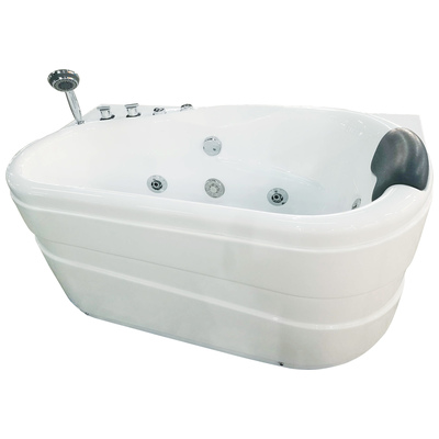 Eago 5'' White Acrylic Corner Whirpool Bathtub - Drain On Left AM175-L