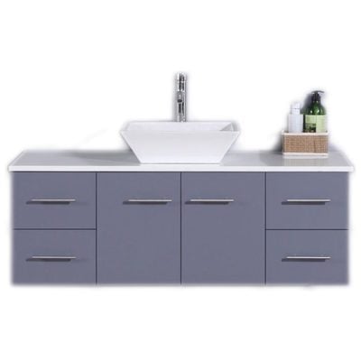 Eviva Totti Wave 48-inch Gray Modern Bathroom Vanity With Counter-top And Sink EVVN147-48GR