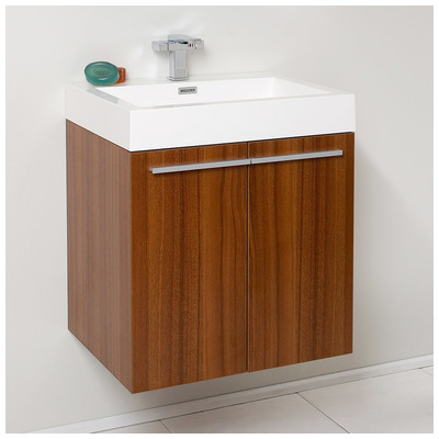 Fresca Alto Teak Modern Bathroom Vanity Cabinet W/ Integrated Sink FCB8058TK-I