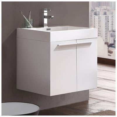 Fresca Alto White Modern Bathroom Vanity Cabinet W/ Integrated Sink FCB8058WH-I