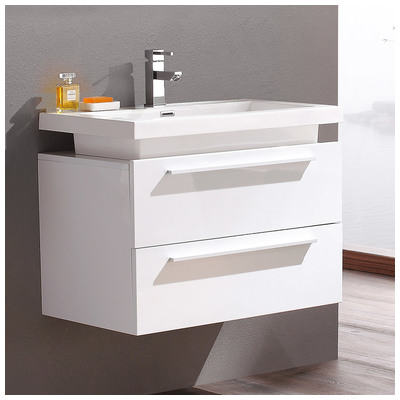 Fresca Medio White Modern Bathroom Vanity Cabinet W/ Vessel Sink FCB8080WH-I