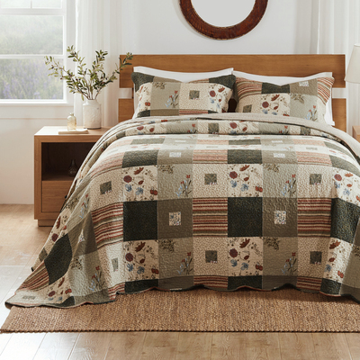 Greenland Home Fashions Sedona Multi Bedspread Set 3-Piece Queen 110x118 + 20x26 (2), 636047448040, GL-1010GJSQ