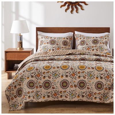 Greenland Home Fashions Andorra Full/queen Quilt Set, 3-piece In Multi GL-1304AMSQ Quilt Set