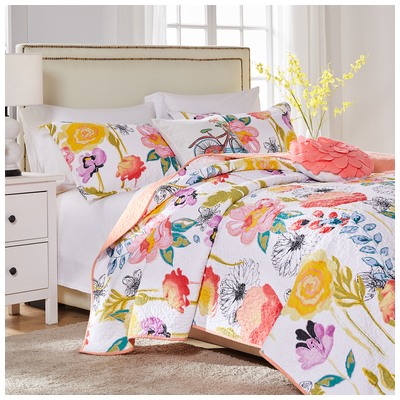 Greenland Home Fashions Watercolor Dream Full/queen Quilt Set, 3-piece In Multi GL-1408AMSQ Quilt Set