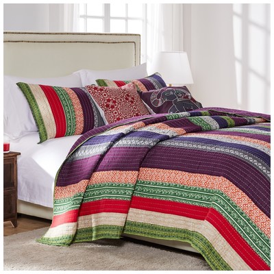 Greenland Home Fashions Marley King Quilt Set, 3-piece In Multi GL-1508BMSK Quilt Set