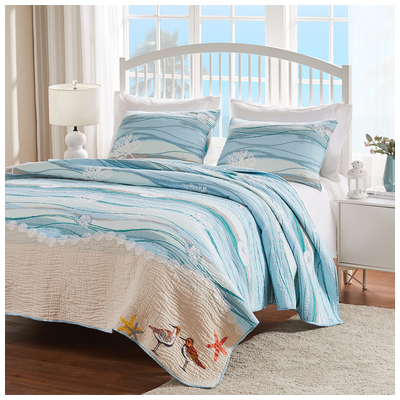 Greenland Home Fashions Maui Twin Quilt Set, 2-piece In Multi GL-1512AMST Quilt Set