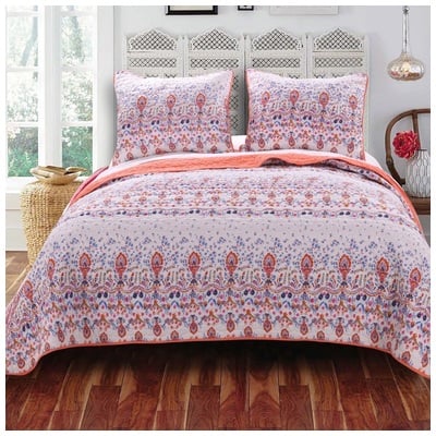 Greenland Home Fashions Amber King Quilt Set, 3-piece In Multi GL-1610NMSK Quilt Set