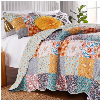 Greenland Home Fashions Calico 2-Piece Twin/XL GL-2010CMST Quilt Set