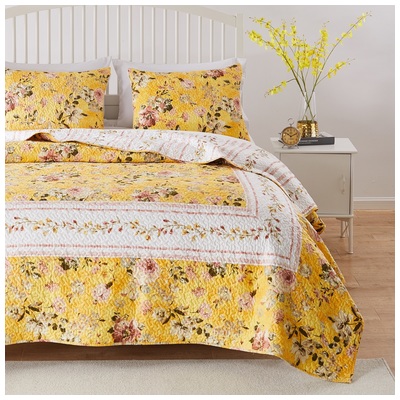 Greenland Home Fashions Yellow 3-Piece King/Cal King GL-2011BMSK Quilt Set