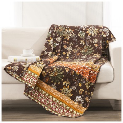 Greenland Home Fashions Blankets and Throws, Gold, Throw, brushed microfiber,Cotton,Microfiber,Polyester, Chocolate, Throw, 100% brushed microfiber shell; 60% cotton, 40% polyester, cotton rich fill., Accessory, 636047427953, GL-2108ATHR