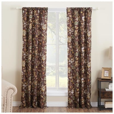 Greenland Home Fashions Drapes and Window Treatments, Gold, Rod Pocket, 100% Polyester  ,100% polyester microfiber, Curtain, Gold, Chocolate, Panel Pair, 100% Polyester, Window, 636047427960, GL-2108AWP
