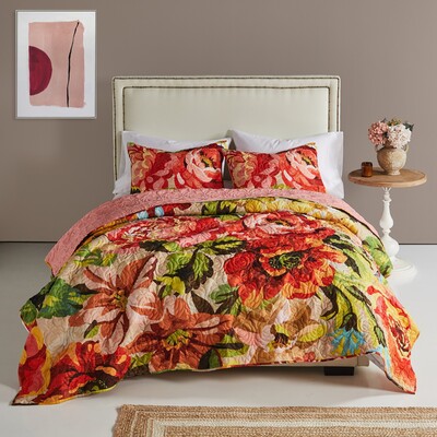 Greenland Home Fashions Senna Harvest Quilt Set 3-Piece King/Cal King 105x95 + 20x36 (2), 636047433923, GL-2205EMSK