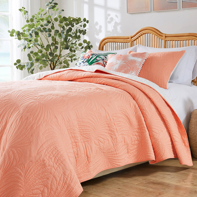 Greenland Home Fashions Palm Coast Coral Quilt Set 3-Piece Full/Queen 90x90 + 20x26 (2), 636047440419, GL-2303EMSQ