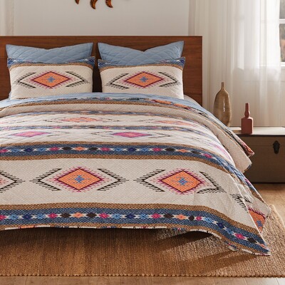 Greenland Home Fashions Cheyenne Spirit Quilt Set 3-Piece Full/Queen 90x90 + 20x26 (2), 636047449610, GL-2408AMSQ