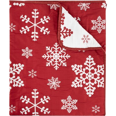 Greenland Home Fashions Snowflakes Red Accessory Throw 50x60, 636047450555, GL-2409ATHR