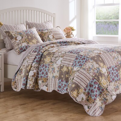 Greenland Home Fashions French Country Multi Quilt Set 3-Piece Full/Queen 90x90 + 20x26 (2), 636047450616, GL-2411BMSQ