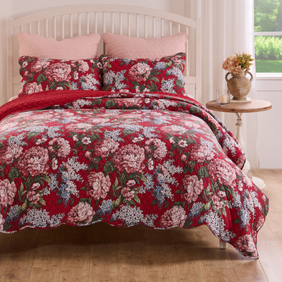 Greenland Home Fashions Millie Garnet Quilt Set 2-Piece Twin/XL 68x88 + 20x26, 636047450708, GL-2411CMST