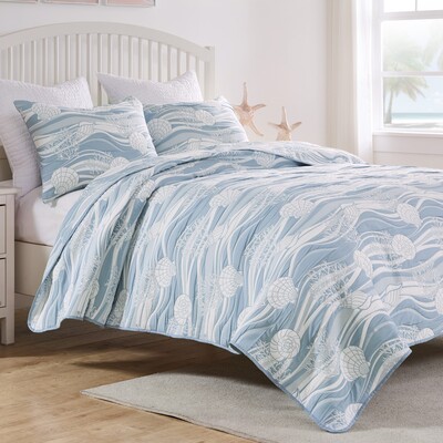 Greenland Home Fashions Dover Tidal Blue Coverlet Set 3-Piece King/Cal King 105x95 + 20x36 (2), 636047450920, GL-2411FMSK