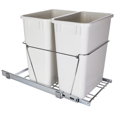 Hardware Resources Polished Chrome 35 Quart Double Pullout Waste Container System CAN-EBMDPC-R