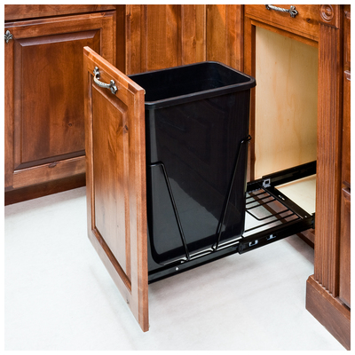 Hardware Resources Black 35 Or 50 Quart Single Pullout Waste Container System CAN-EBMSB-R