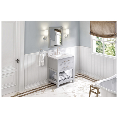 Hardware Resources Bathroom Vanities, Single Sink Vanities, 30-40, Gray, Cabinets Only, Contemporary, White Carrara Marble, Wood, Vanity, 840002560474, VKITWAV30GRWCR