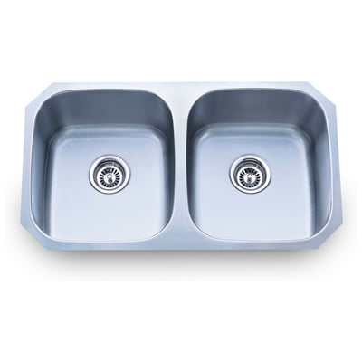 Hardware Resources 16 Gauge 50/50 Stainless Steel Undermount Sink, Equal Bowls 802