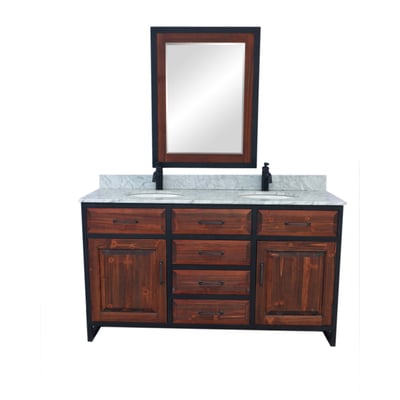 Infurniture Bathroom Vanities, Double Sink Vanities, 50-70, Dark Brown, Brown Driftwood, Rustic, Recycled Fir, Iron Frame, Bathroom Vanity, 751571204358, WK8860-BR-CW