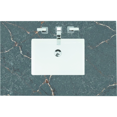 James Martin 36 inch Single Top, 3 CM Parisien Bleu Quartz w/ Sink, 840108970443, 050-S36-PBL-SNK