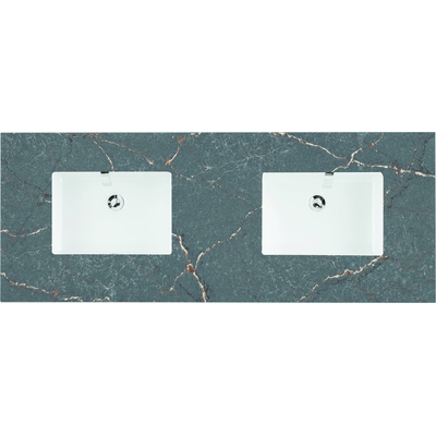 James Martin 60 inch Double Top, 3 CM Parisien Bleu Quartz w/ Sink, 840108970467, 050-S60D-PBL-SNK