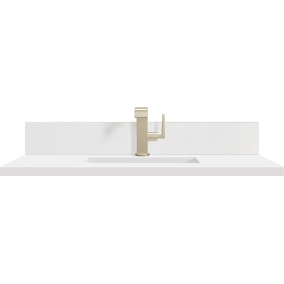 James Martin 36 inch Single Top, Single-Hole, 3 CM White Zeus Quartz w/ Backsplash & Sink, 840108975462, 051-S36-BS-WZ