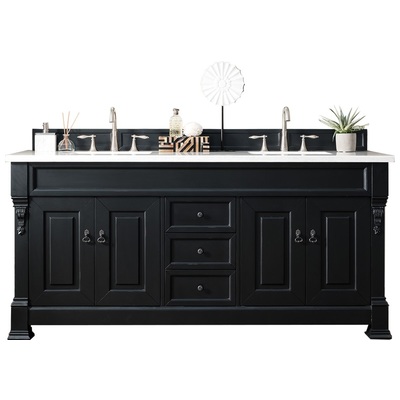 James Martin Bathroom Vanities, Double Sink Vanities, 70-90, Transitional, Black, With Top and Sink, Antique Black, Transitional, Arctic Fall Solid Surface, Yellow Poplar, Plywood Panels and MDF, Red Oak Veneer, Vanity, 846871042301, 147-114-5731-3AF