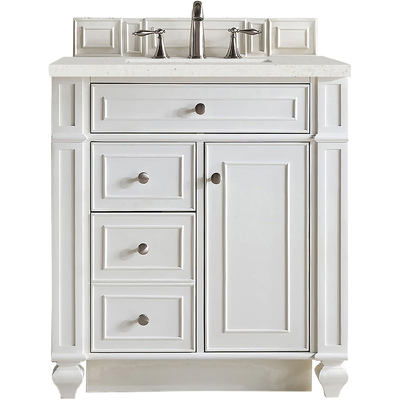James Martin Bristol 30 inch Single Vanity, Bright White w/ 3 CM Lime Delight Quartz Top, 840108969010, 157-V30-BW-3LDL