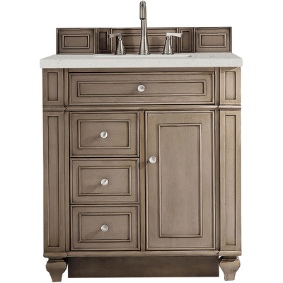 James Martin Bristol 30 inch Single Vanity, Whitewashed Walnut w/ 3 CM Lime Delight Quartz Top, 840108969034, 157-V30-WW-3LDL