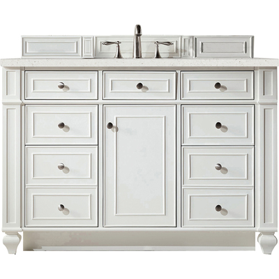 James Martin Bristol 48 inch Single Vanity, Bright White w/ 3 CM Lime Delight Quartz Top, 840108969072, 157-V48-BW-3LDL
