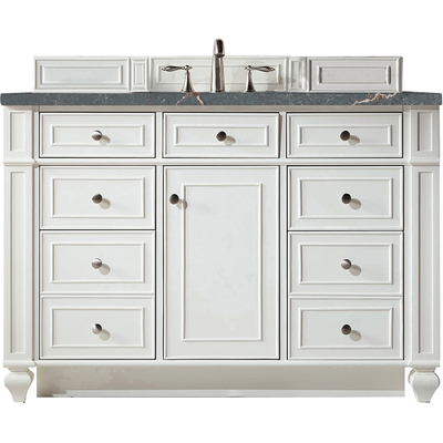 James Martin Bristol 48 inch Single Vanity, Bright White w/ 3 CM Parisien Bleu Quartz Top, 840108967511, 157-V48-BW-3PBL