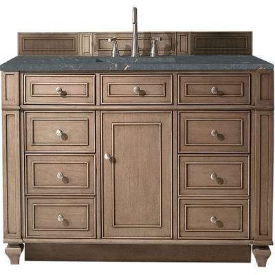James Martin Bristol 48 inch Single Vanity, Whitewashed Walnut w/ 3 CM Parisien Bleu Quartz Top, 840108967535, 157-V48-WW-3PBL