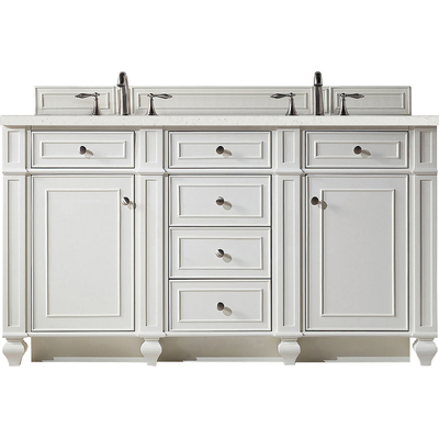 James Martin Bristol 60 inch Double Vanity, Bright White w/ 3 CM Lime Delight Quartz Top, 840108969102, 157-V60D-BW-3LDL